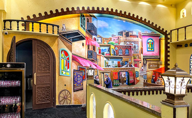 「餐厅手绘墙」新疆和田疆域87号餐厅