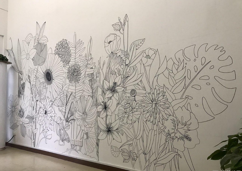 合肥线描墙绘