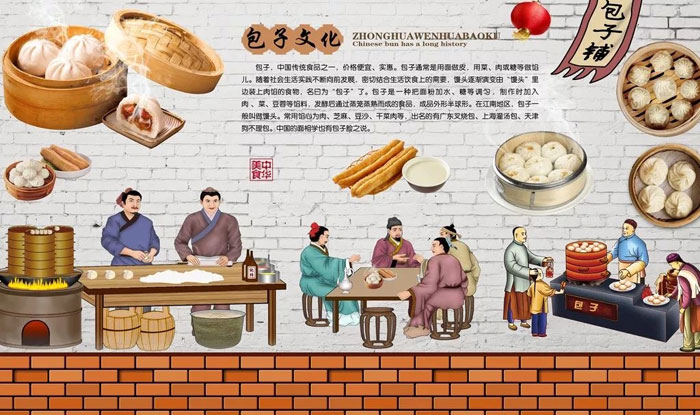 包子铺墙体彩绘