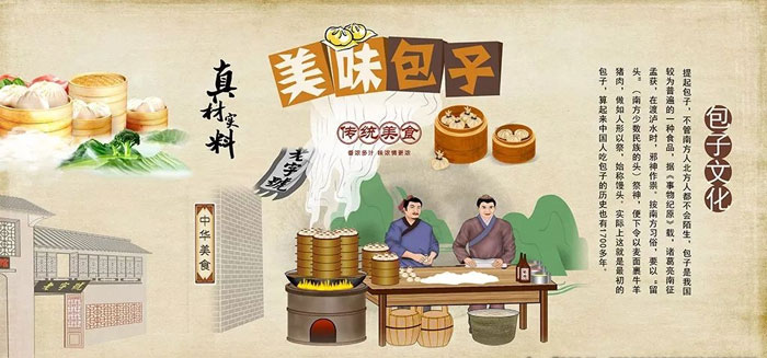 包子铺墙体彩绘