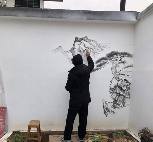 迎门墙壁画